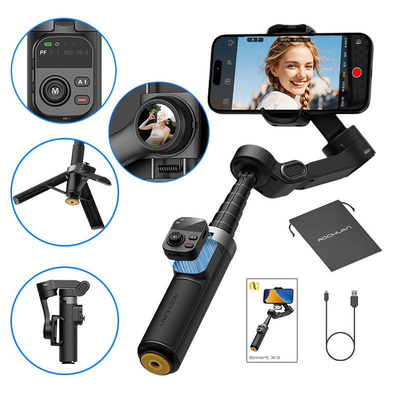 Handheld Stabilizer Gimbal - AOCHUAN Smart X3 360° Pan Rotation