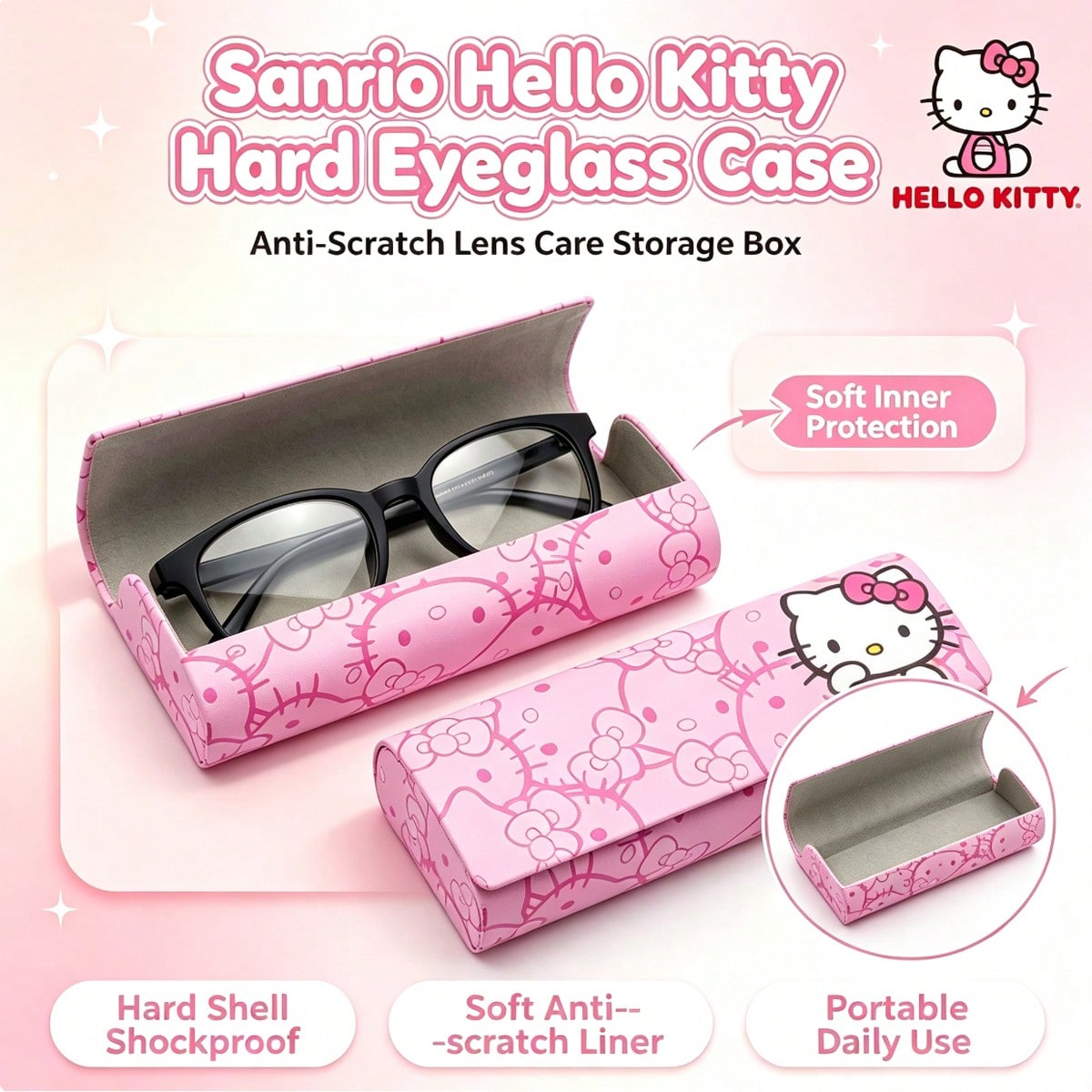 Lens Case Pouch - Hello Kitty Hard Glasses Case,Cute Cartoon