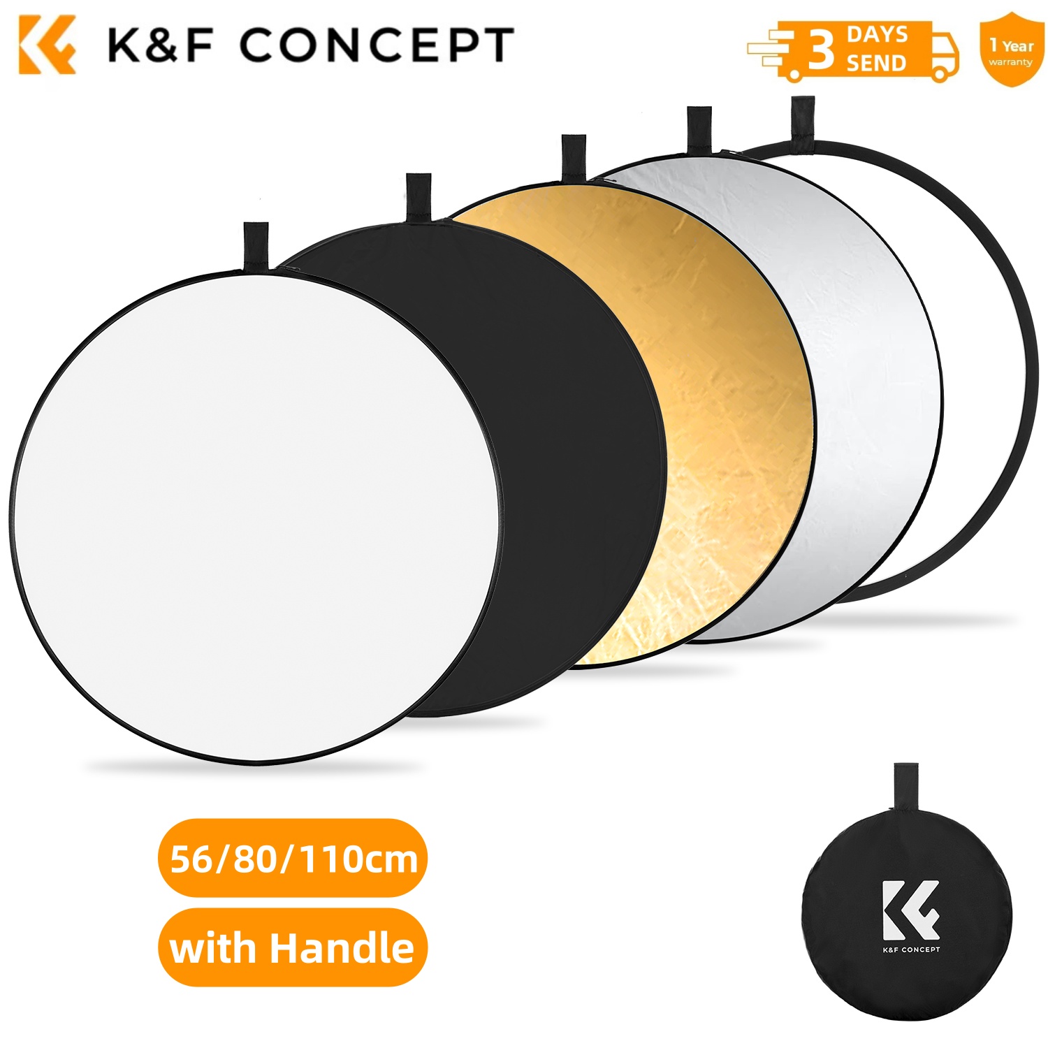 Reflector 5 In 1 - K&F CONCEPT 56/80/110cm 5-in-1 Photography Light