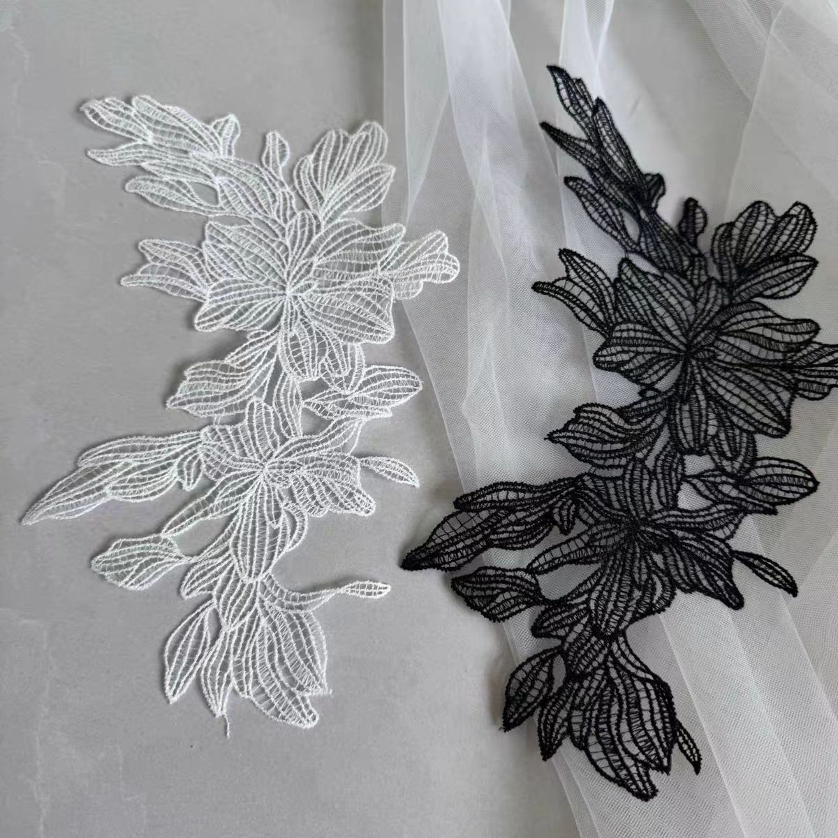 Photography Job - 1Pc Black White Lace Flower Patch